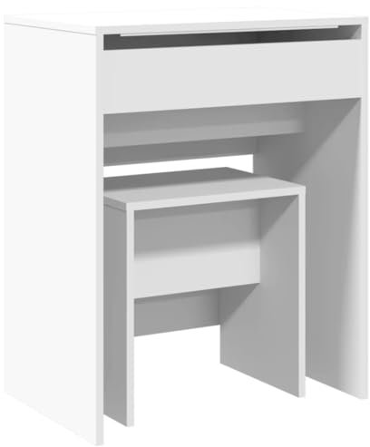 vidaXL Schminktisch, Frisiertisch mit Hocker Spiegel, Kosmetiktisch mit Stauraum, Frisierkommode für Schlafzimmer, Modern, Weiß 60x40x113,5cm