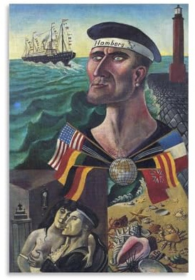QINGYUAN Otto Dix Poster The Goodbye to Hamburg, Heimdekoration, Poster, Wandkunst, Schlafzimmer, dekorativ, ästhetisch, 40 x 60 cm