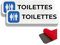 FloraVigo Panneau de toilette, 2 plaque toilette, 19×5 cm, intérieur/extérieur, panneau en aluminium, avec autocollant adhési, plaque de porte (Toilettes H/F)