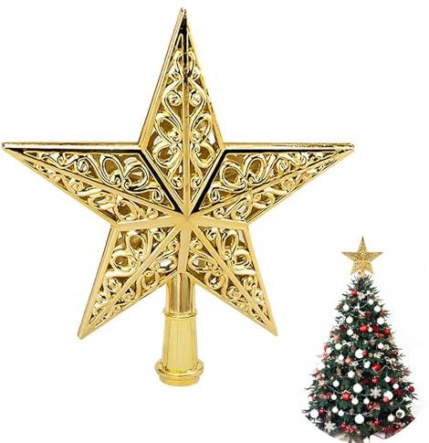 BOOSHMall Weihnachtsbaumspitze Stern, Christbaumspitze Glitzernde, Spitze für Weihnachtsbaum, Tree Topper, Weihnachtsstern bruchsicher für allgemeine Größe Baumspitze, Gold