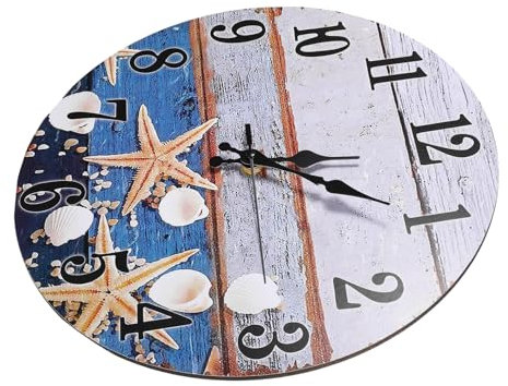 PRETYZOOM Maritime Wanduhr 1stück, Geräuschlos für Schlafzimmer und Hotel