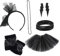WRITWAA 17 Stück 1 Satz 80er Handschuhe Haarband Aus Spitze Perlenohrringe Outfit Retro-anziehzubehör Fischernetz Handschuhe Zubehör Spitzen-kit Retro-kostümzubehör Black