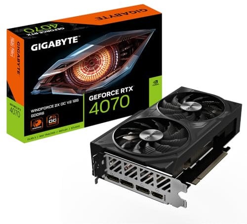 Gigabyte GeForce RTX 4070 WINDFORCE 2X OC V2 12G - 12GB GDDR6, 192bit, PCI-E 4.0, 2490MHz Core Clock, 3 x DisplayPort 1.4a, 1 x HDMI 2.1a, NVIDIA DLSS 3, GV-N4070WF2OCV2-12GD