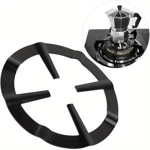 CHEFZOCO Soporte para Cocina de Gas, Soporte Anillo Wok, Soporte redondo para olla Moka, Rejilla para gas, Quemador, Reductor universal cocina, Hierro Fundido, Color negro, Diámetro 120 mm