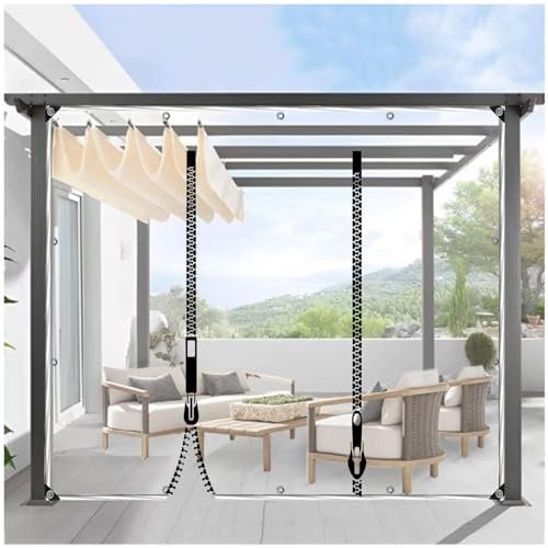 Outdoor Waterproof Clear Tarpaulin Side Panels with Eyelets for Pergola/Gazebo 4.5x1.8m