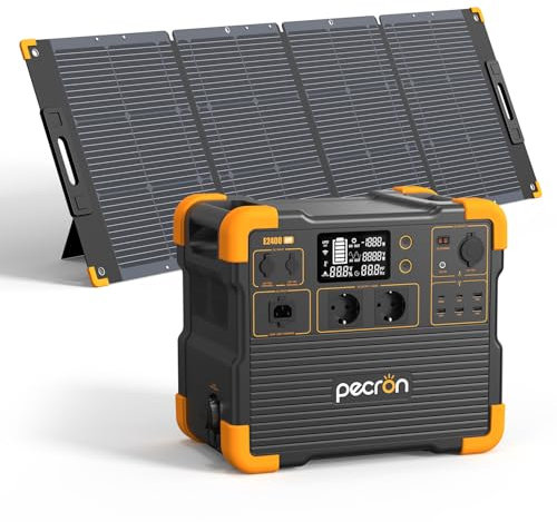 PECRON E2400LFP Tragbare Powerstation 2048Wh LiFePO4 Batterie (Erweiterbar auf 8192Wh) 2400W Solargenerator AC-Schnellladung in 1,5h 4800W Spitze – Notstrom, Camping, Wohnmobile (E2400LFP+200W)