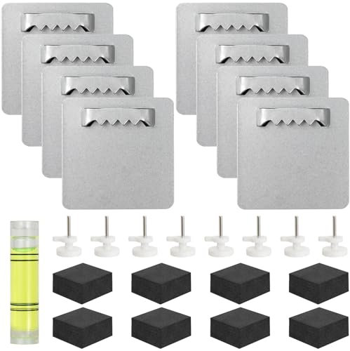 Juego de 8 ganchos para cuadros autoadhesivos, juego de 8 colgadores de cuadros autoadhesivos para cuadros acrílicos, para pegar imágenes pesadas de pared, aluminio Dibond extra fuerte, hasta 2 kg