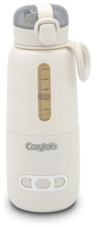 Cozytots Chauffe-biberon portable pour bébé en déplacement - Chauffe-biberon portable à emporter 37-55 °C - Chauffage rapide - Longue durée de vie de la batterie - Tasse chauffante en verre portable