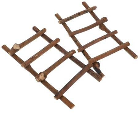 HEMOTON 2stücke Rattan Miniaturleiter Modell Garten Ornament Bastelzubehör Puppenhaus Möbel Winzig Leiter Für Miniaturen Rattan Leiter