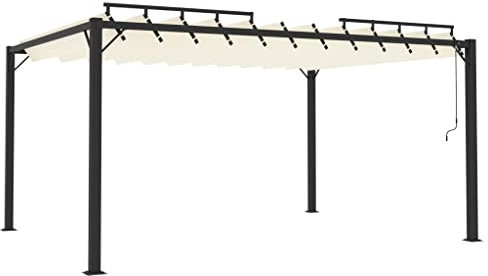 Pérgola con techo de láminas de 3 x 4 m, aluminio y 100% poliéster, perfecta cubierta de terraza, resistente a la intemperie y duradera, ideal para jardín y exterior