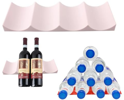 JEYORZY 1 Piezas Porta Botellas de Nevera, Botellero Frigorífico, Soportes para Botellas de frigorífico, Organizador Botellero Nevera, botellero de plástico, Europeo portabotellas de Mesa, rosa