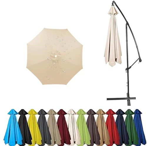 Toldo De Recambio De Sombrilla 4.0/3.5 Metros para 8 Brazos, Cubierta De Sombrilla De Tela De Repuesto, para Jardín, Patio, Terrazas (Beige,8ribs:3.5m/11.5ft)