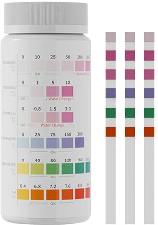 Aquarium Wassertest-Set - 100 Stück Teich Teststreifen - 6-in-1 Wasserqualitätstester Testpapier für kommerzielle und private Nutzung, tägliche Überwachung von Aquarium, Teich, und Pool