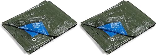 kippen 6064AS – Lona con Ojales Bicolor con gramaje de 90 g/m², Talla 2 x 3 (6 m²), Verde/Azul (Paquete de 2)