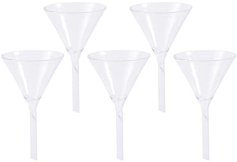 HOMSFOU 5pcs 50mm Glass Triangle Funnels Solid Feeding Funnels for Laboratory Chemistry and Kitchen Bottle Filling