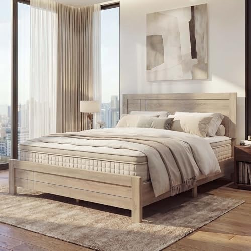Mendler Queen Size Bett HWC-P44, Doppelbett Bettgestell mit Lattenrost, 160x200cm - Sonoma-Eiche-Optik