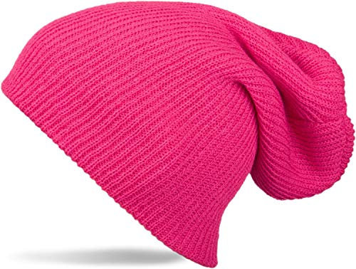 styleBREAKER Beanie Mütze, Slouch, überlange Strickmütze, doppelt gestrickt, warm, Unisex 04024004, Farbe:Pink