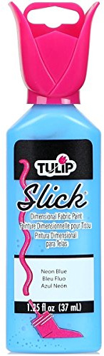 Tulip Dimensional Fabric Paint, 1.25oz Florescent, Slick neon Blue, 1.25 oz