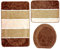 Ilkadim Orion Badgarnitur 3 TLG. Set 50x80 cm Mehrfarbig gestreift, WC Vorleger ohne Ausschnitt für Hänge-WC (braun beige Creme)