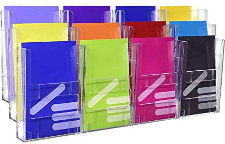 12-Fach DIN A5 Wandprospekthalter/Dokumentenhalter/Prospektspender/Wandhalter/Mehrfach