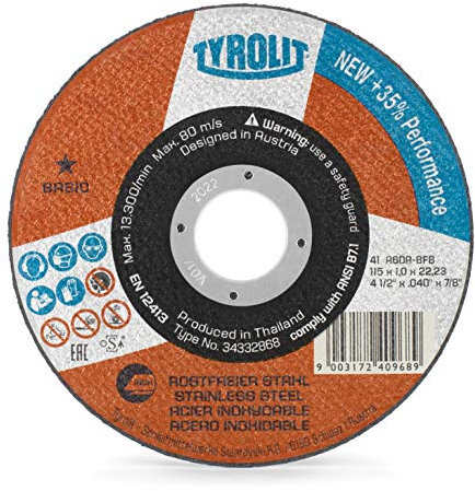 Tyrolit Superdünne Trennscheiben für Edelstahl, 115 x 1,0 x 22,23 mm, 25 Stück