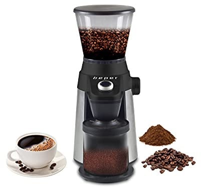 BEPER BP.580 Macina Caffè, Macinacaffè professionale a Pressione,15 Gradi di macinatura, Regolazione della quantità da macinare, Sistema di sicurezza