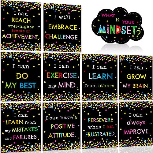 Growth Mindset Poster Pinnwand Display Set Konfetti positive Sprüche Akzente Was ist Ihr Mindset für Klassenzimmer Dekoration