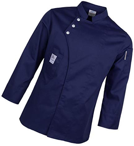 IPOTCH Damen Herren Kochjacke Langarm mit Druckknöpfen Bäckerjacke Größe M ~ XXXL, Herrenjacke Herrenkochjacke Jacke Koch Bäcker - Dunkelblau, L