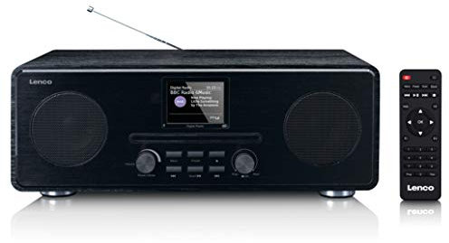 Lenco DAR-061 DAB+ CD-Radio - Bluetooth 5.0 - DAB+ und PLL FM Empfänger - LCD-Bildschirm - Zwei Weckzeiten - 2 x 10 Watt RMS - Equalizer - AUX-In - 3,5mm - schwarz