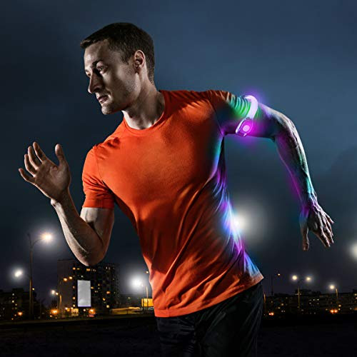 Ultra 4 Multicolor LED Armbänder Lauflichter für Läufer LED Licht Laufarmband für Damen und Herren High Vis Laufzubehör Walking Zubehör Nacht Sicherheit Reflektierend Radfahren Joggen