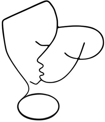 LaLe Living Deko-Objekt FAVORI Gesichter in Schwarz, 18.5 x 25 cm aus Eisen Dekofigur abstrakte Metalllinie minimalistische Kunst