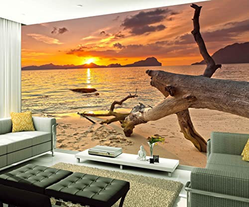 XAONUO Ciel Papier Peint Panoramique Coucher De Soleil Ciel Plage 400X280Cm Papier Peint Intissé 3D Effet Poster Geant Mural Personnalisé 3D Pour Salon Chambre Décoration Murale