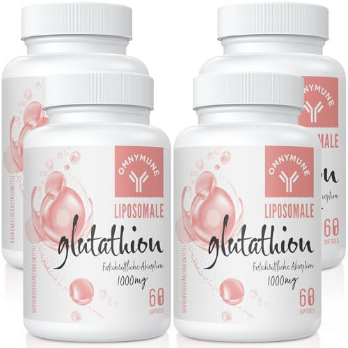 Glutathion Liposomal 1000 mg Par Portion – L-Glutathion Réduit Avec Vitamine C Et Acide Hyaluronique, Sans Gluten, Sans OGM, 240 Gélules