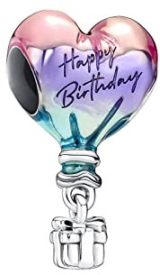 Alstiva Alles Gute zum Geburtstag Heißluftballon-Charm 925 Sterling Silber Charm Anhänger für Armband Charm Bead Pendant für Europäische Armbänder Halsketten Schmuck Geschenk für Damen Frauen