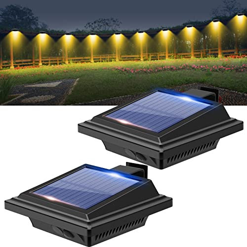 BILLION DUO Solar Dachrinnenlampe für den Außenbereich, 2STK Solarlampen für Außen Garten, Wasserdichte 40 LEDs Zaunbeleuchtung, Schwarz Solar Wandlampe Warmweißes Solarlicht für Garage, Terrase