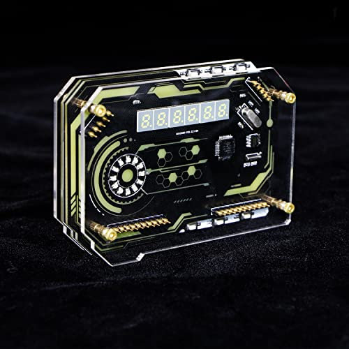 Vastarry Desktop RGB Clock Cyberpunk Style Clock DIY Handmade LED Desktop Atmosphere Clock Decoration Accessories(S)