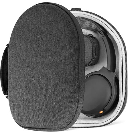 Geekria Shield Kopfhörerhülle für flachliegende Over-Ear-Kopfhörer, Hartschalen-Ersatz-Reiseetui mit Kabelaufbewahrung, kompatibel mit Steelseries, B&W, Skullcandy (Grau)
