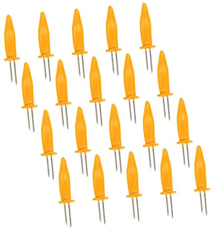 Happyyami 20 Pièces Support De Barbecue COB Broches De Barbecue Porte-épis à Viande Dents De Barbecue Support en Métal Porte-maïs Doux Outils De Barbecue Multifonction