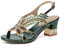 Women's Open Toe Rhinestone Dress Sandals Low Heel Wedding Shoes Crystal Jeweled Sandal Shoes for Summer Beach Oceanside Holiday Outdoor,Green,37 EU/6 US