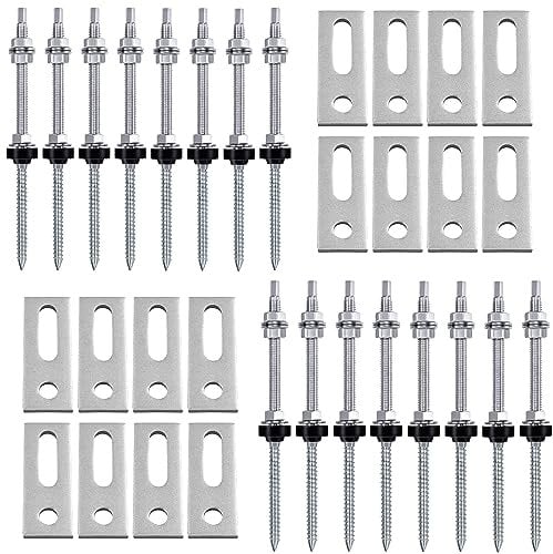 16 Pièces Vis Double Filetage, M10 x 200 mm Vis Inox de Fixation Panneau Solaire, avec 16 Pièces Joint Écrou de Blocage Tôle D'adaptation pour Fixation Solaire Photovoltaïque