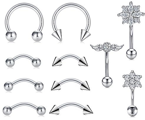 LAURITAMI Rook Piercing Augenbrauenpiercing 16G 6/8/10mm Chirurgenstahl Banane Daith Conch Ohr Piercing