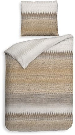 Traumschloss Classic Flanell Wende-Bettwäsche »Abbe« Muster in, braun, weiß, grau, 155x220 & 80x80, 100% Baumwolle, wärmend & kuschelig, mit Reißverschluss, bestehend aus Kissen und Bettbezug