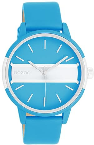 Oozoo Damenuhr mit Lederband Color Line 42 MM Neon Blau C11188