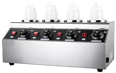 DZTBX Electric Food Sauce Warmer, Commercial Sauce Heater Dispenser, with Squeeze Sauce Bottle, Stainless Steel Sauce Heater Commercial Warmer Cheese Chocolate Sauce Warmer