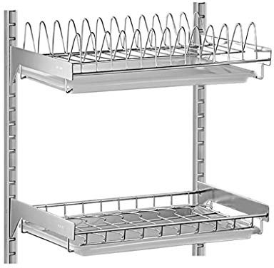XiRah Estante para Platos - Secador de Platos de Acero Inoxidable Estante para escurridor Plato Tazón Organizador de Almacenamiento Soporte montado en la Pared (Tamaño: M) (S)