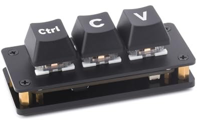Waveshare Ctrl C/V Shortcut Keyboard for Programmers, 3-Key Keyboard, Adopts RP2040 Microcontroller Chip, Programmable Key Function, Dual Type-C Ports, Plug and Play Without Driver-Basic Version