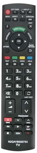 N2QAYB000753 Universal-Fernbedienung kompatibel für Panasonic TX-L32E5B TX-L37E5B TX-L42E5B TX-L47E5B TX-L32E5E TX-L37E5E TX-L42E5E TX-L47E5E TX-L32E5Y TX-L37E5Y TX-L42E5E5Y Y TX-L47 E5Y Viera LCD TV