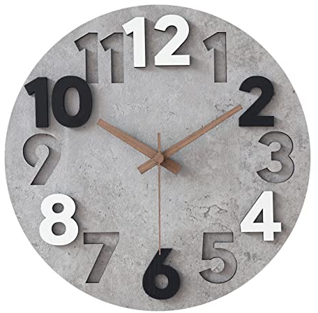 Stellarize Wanduhr Groß Ohne Tickgeräusche Modern Holz 3D Küchenuhr für Wohnzimmer Kinderzimmer Büro (30 cm)