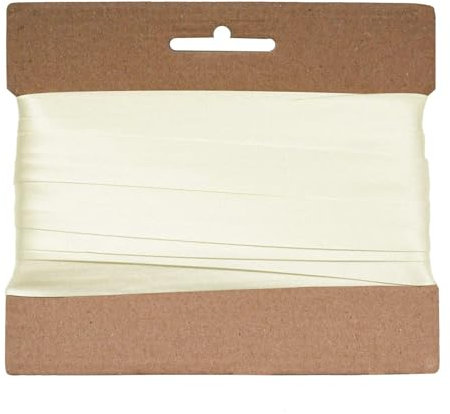 20m Schrägband Satin 20mm gefalzt Kantenband Einfassband 29 Farben wählbar, Farbe:perlweiß