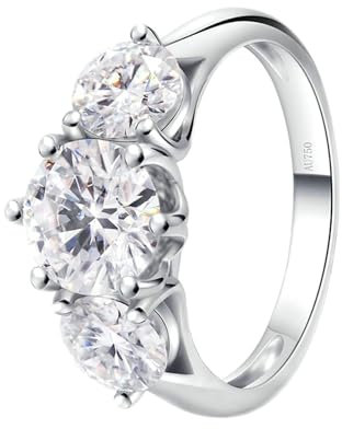 Stfery Ring Weissgold Damen Ring für Damen 2ct Rund Moissanit Ehering Damen